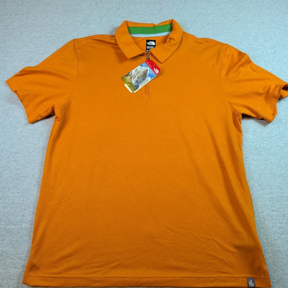 The North Face Mens Groveland FlashDry Polo Shirt Orange CEZ3V1Q 1/4 Zip Large